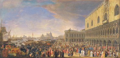 Llegada del Conde Languet de Gergy al Palazzo Ducale, Venecia, noviembre de 1726 de Luca Carlevaris